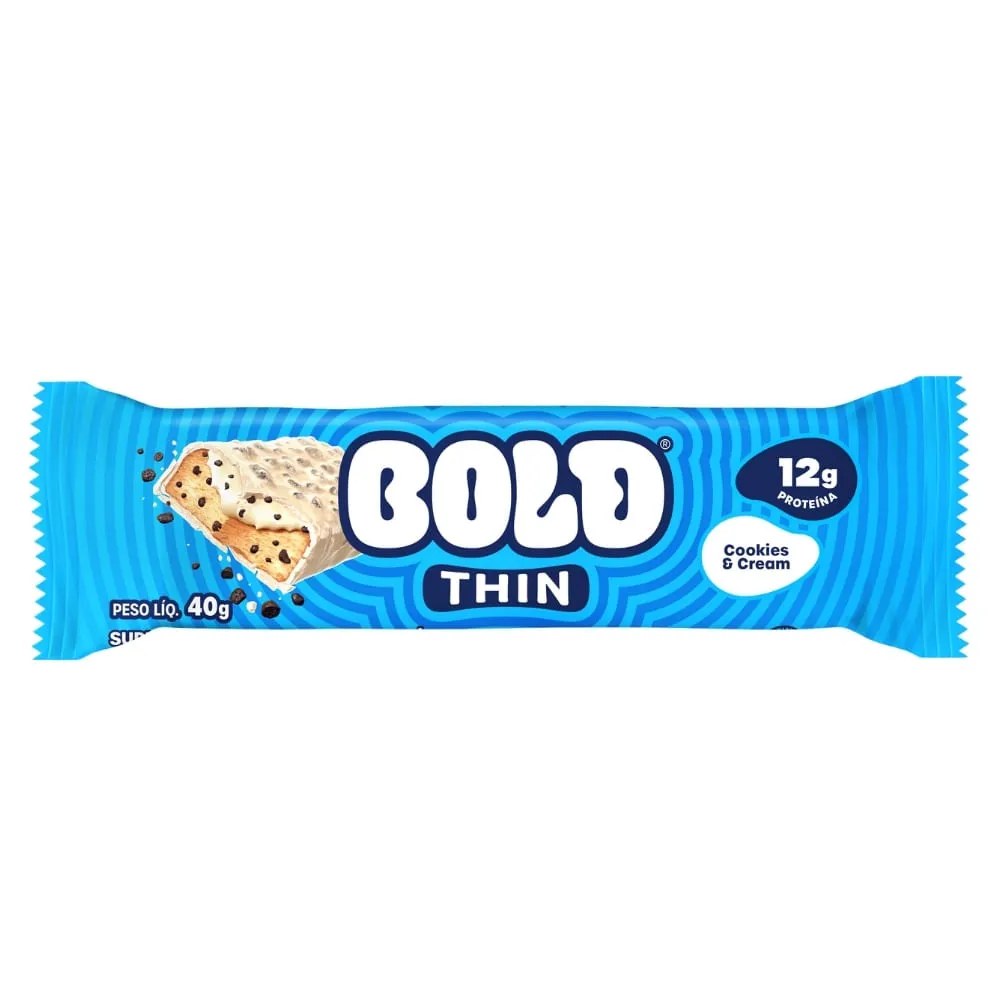 Barra De Proteína Bold Thin Cookies E Cream 40g — foto do produto em fundo branco