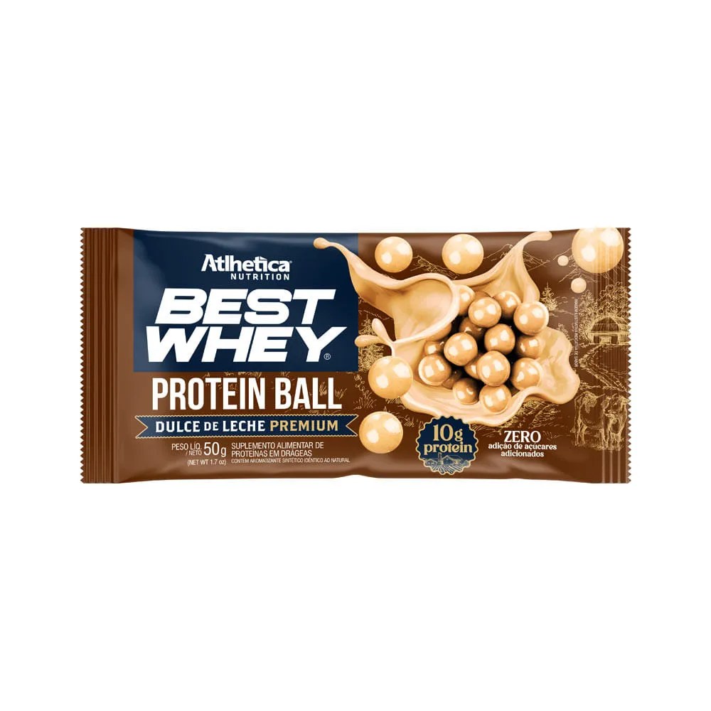 Best Whey Protein Ball Dulce De Leche Premium Atlhetica Nutrition 50g — foto do produto em fundo branco