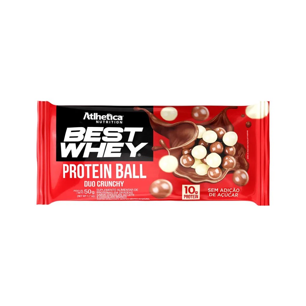 Best Whey Protein Ball Duo Crunchy Atlhetica Nutrition 50g — foto do produto em fundo branco