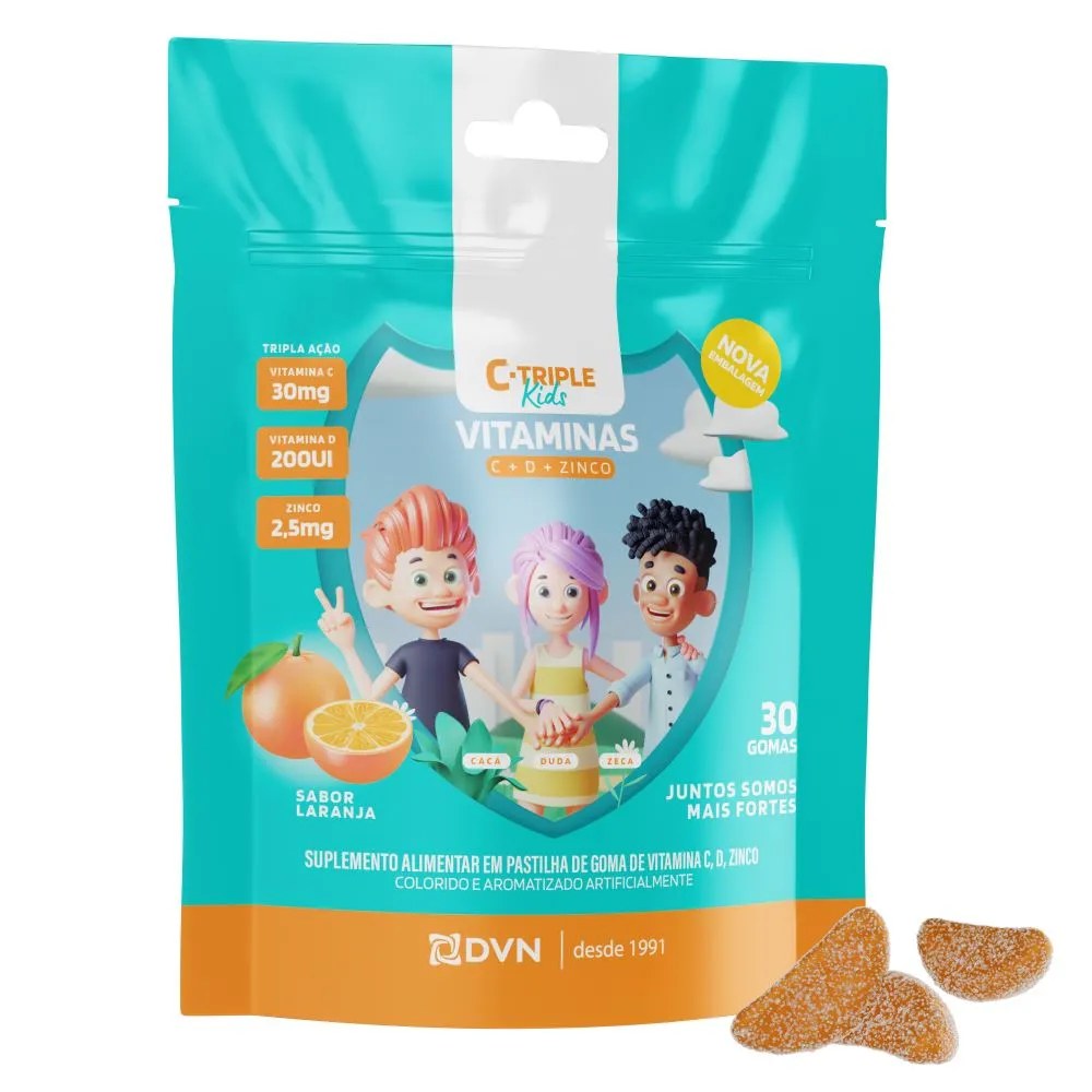 C-triple Kids Vitamina C + Vitamina D + Zinco Com 30 Gomas