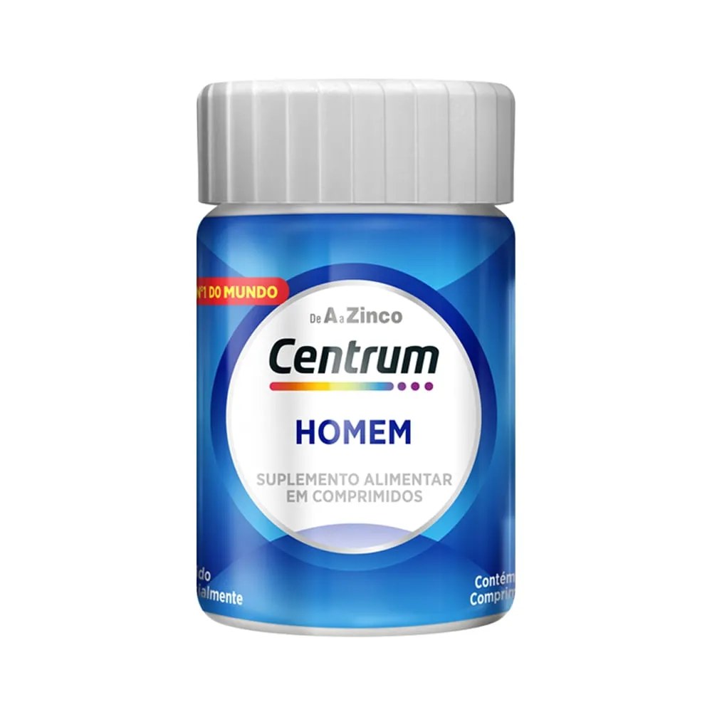 Centrum Homem Polivitamínico Vitaminas De A A Z 30 Comprimidos — foto do produto em fundo branco