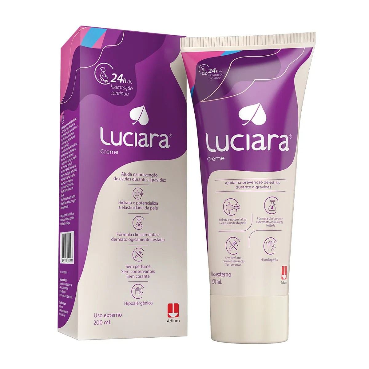 Creme Hidratante Luciara Prevenção De Estrias Na Gravidez 200ml — foto do produto em fundo branco