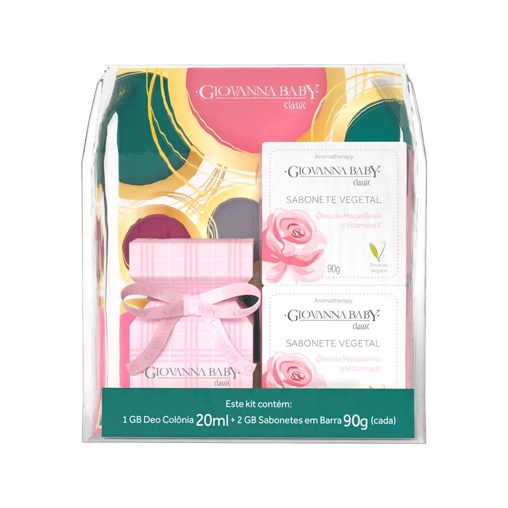 Deo Colonia Giovanna Baby 20ml + 2 X 90gr Classic — foto do produto em fundo branco