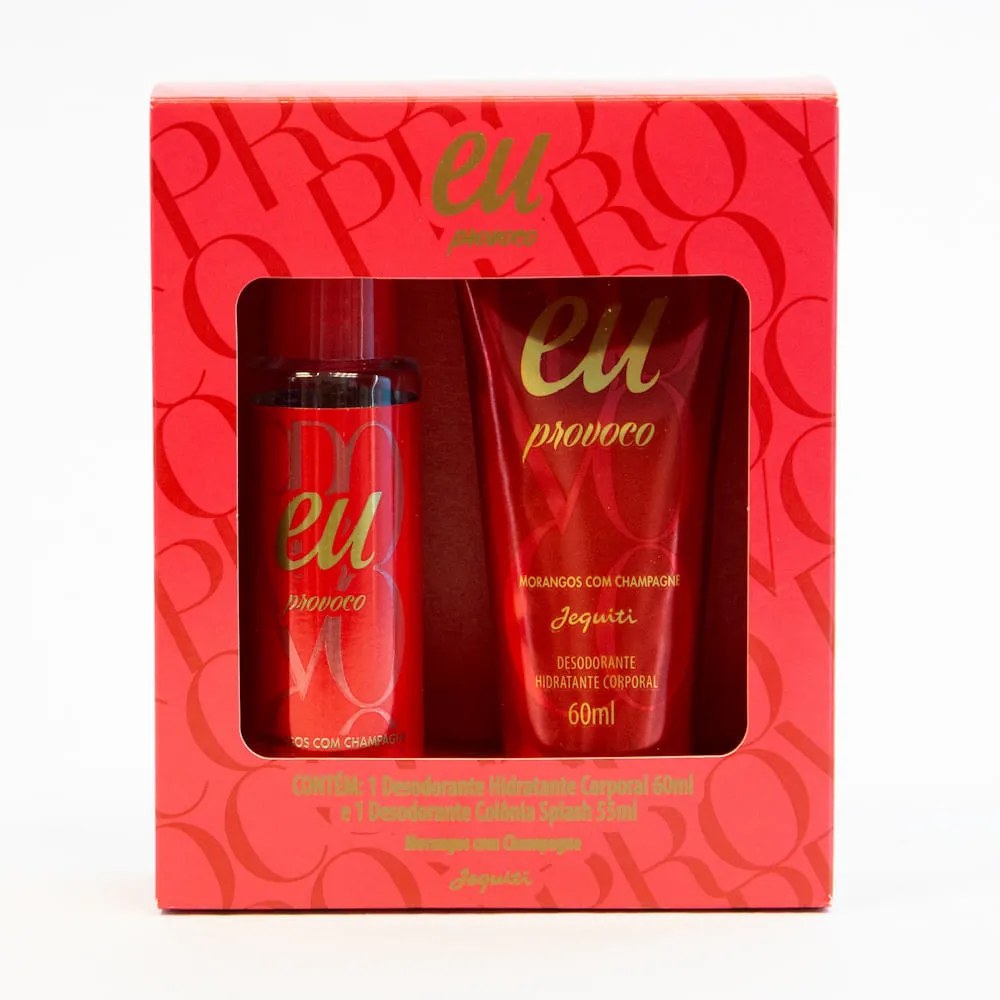 Deo Colonia Jequiti Eu 55ml+60ml Desodorante Hidratante Provoco — foto do produto em fundo branco
