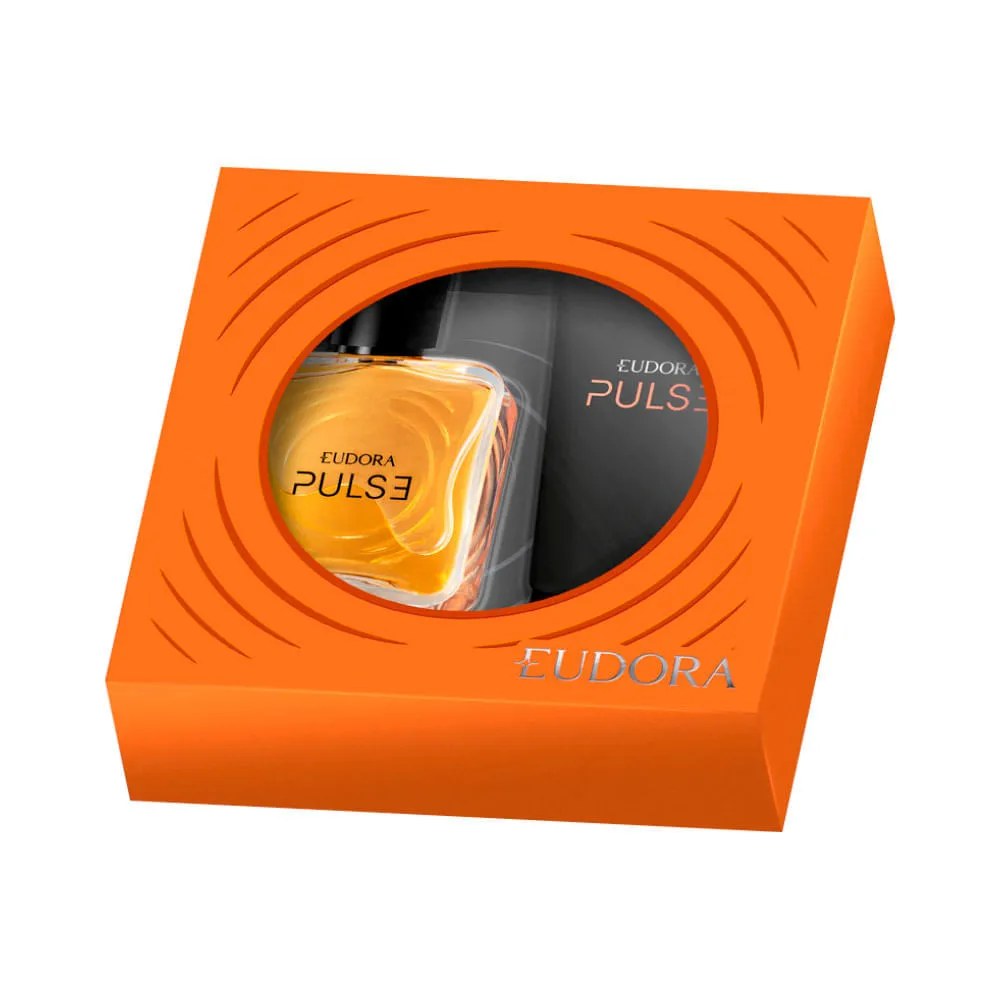 Deo Colonia Masculina Eudora Pulse 100ml+200gr Shower Gel 3 Em 1 — foto do produto em fundo branco