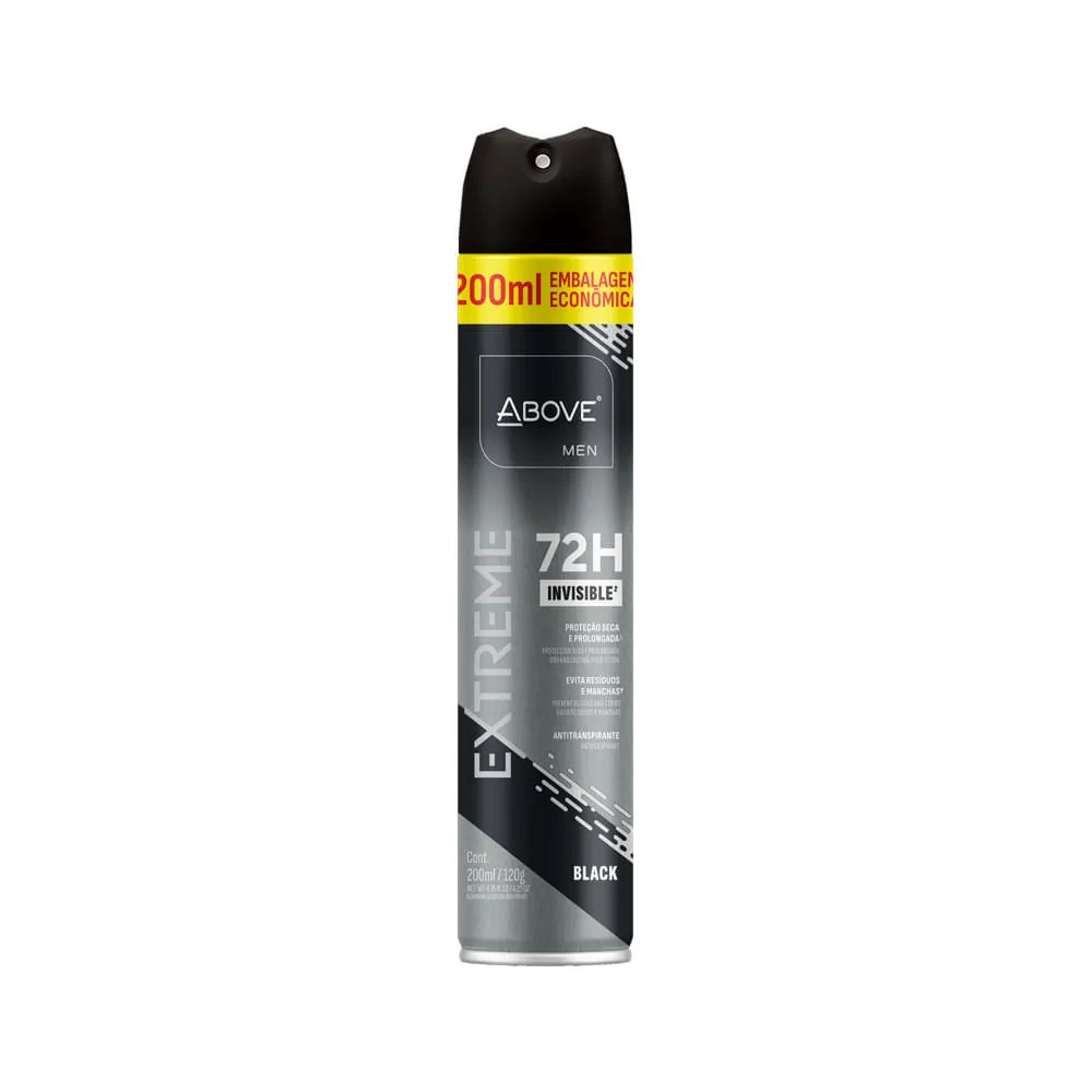 Desodorante Above Masculino Extreme 200ml Aerosol Black — foto do produto em fundo branco