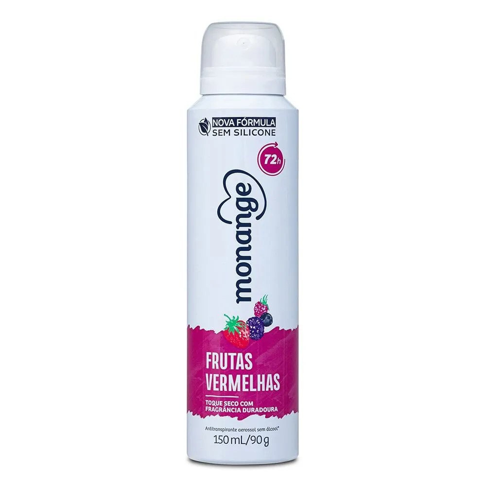 Desodorante Feminino Aerosol Monange Frutas Vermelhas 150ml — foto do produto em fundo branco