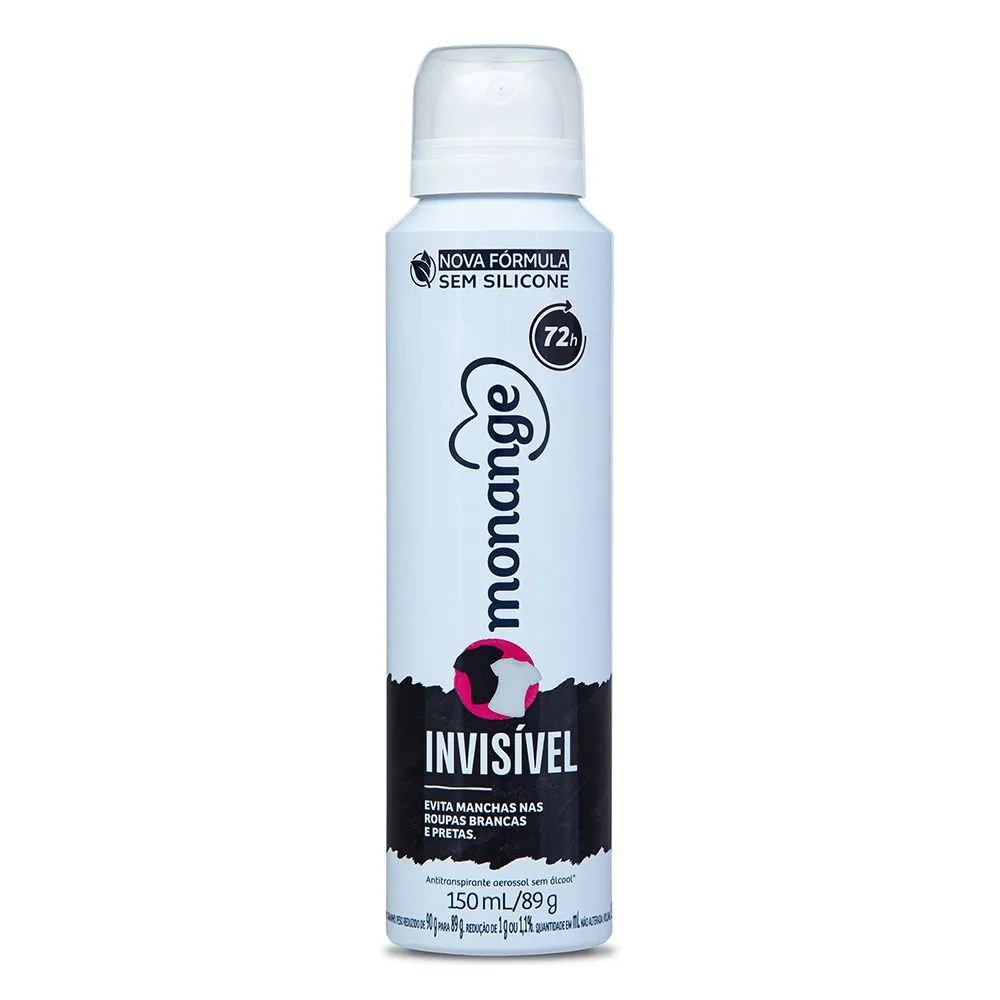 Desodorante Monange Aerossol Feminino Invisivel 90g — foto do produto em fundo branco