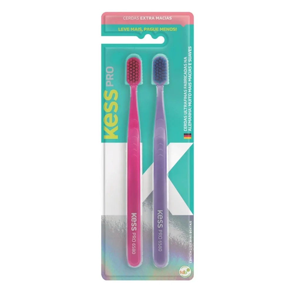 Escova Dental Kess Pro Com 2 Unidades Cerdas Extra Macias Especial — foto do produto em fundo branco