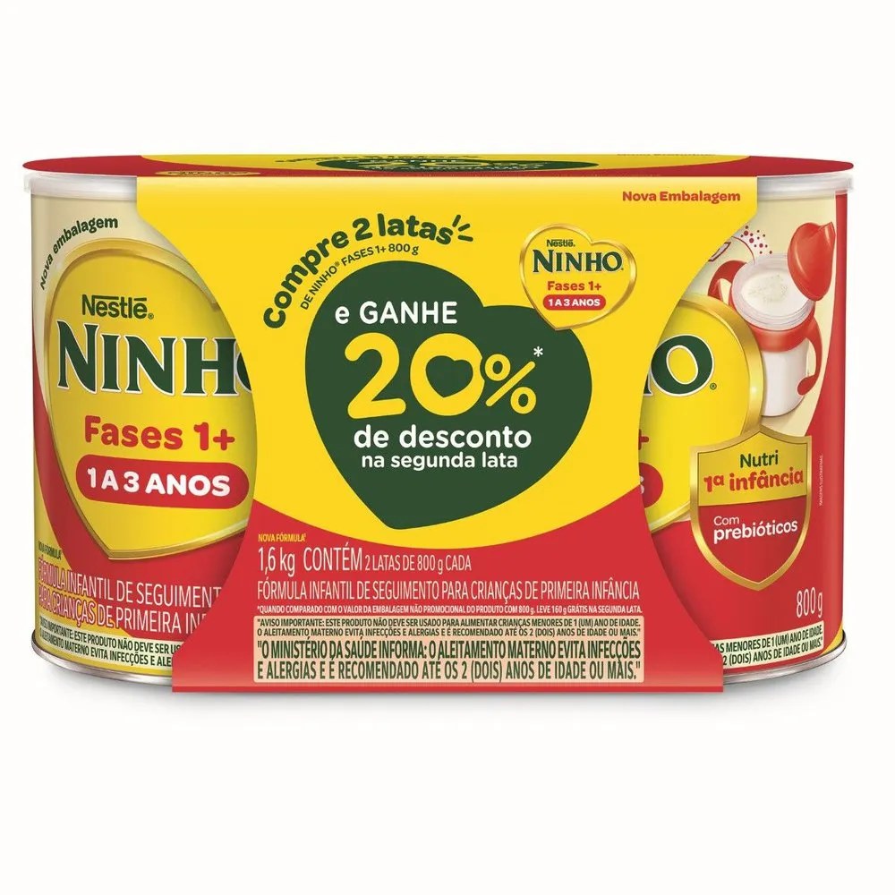 Fórmula Infantil Ninho Fases 1+ 1 A 3 Anos 800g — foto do produto em fundo branco