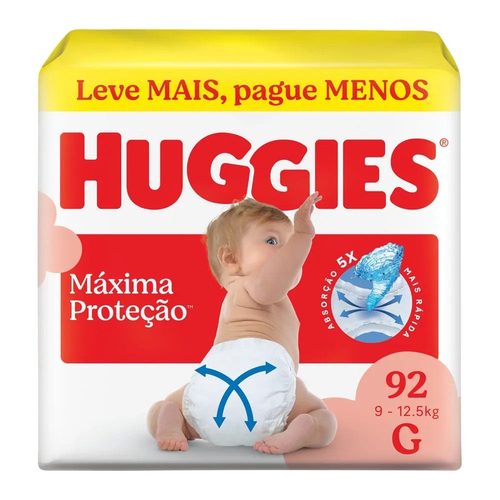 Fralda Huggies G Máxima Proteção 92 Unidades — foto do produto em fundo branco
