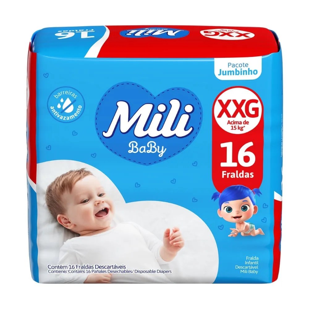 Fralda Mili Ultra Seca Xxg Jumbinho 16 Unidades — foto do produto em fundo branco
