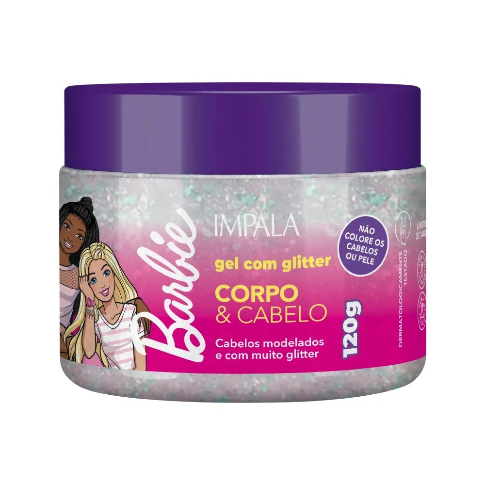 Gel Com Glitter Impala Barbie 120gr Corpo E Cabelo
