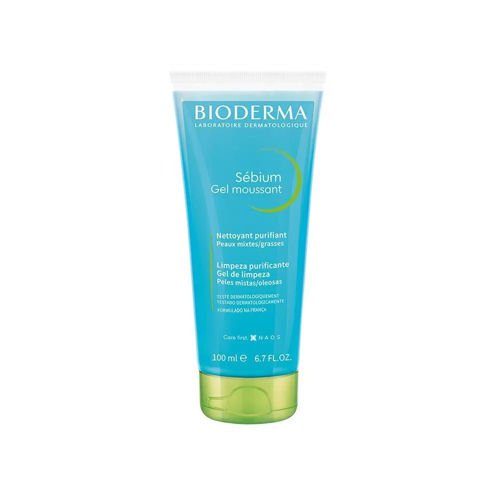 Gel De Limpeza Antioleosidade Bioderma Sébium Gel Moussant 100ml — foto do produto em fundo branco