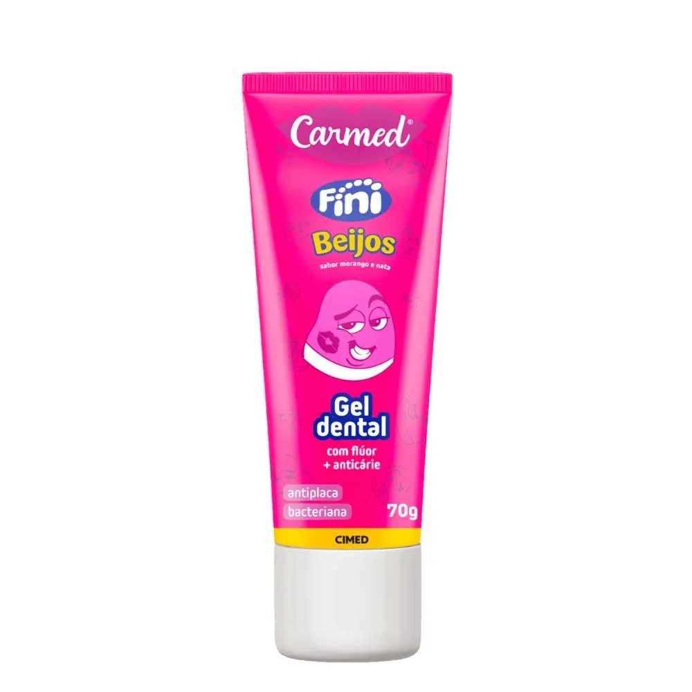 Gel Dental Carmed Fini 70gr Beijos — foto do produto em fundo branco