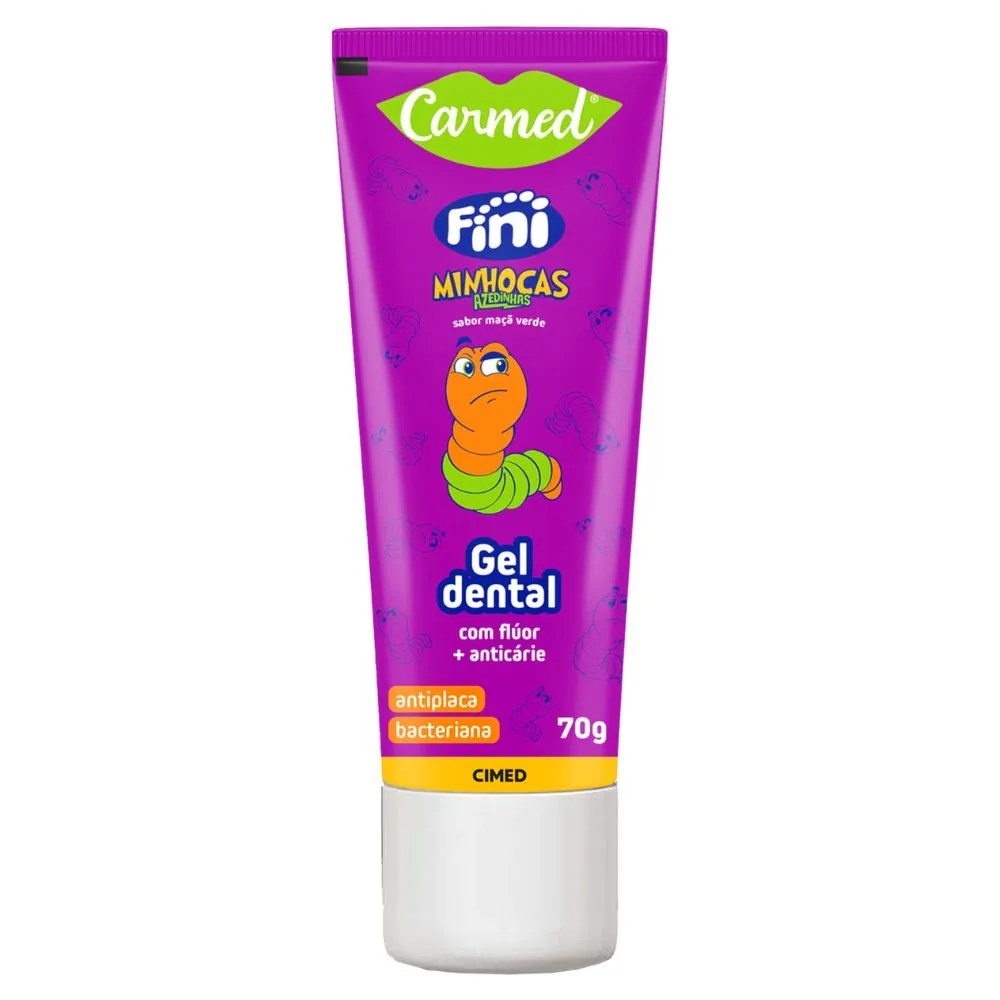 Gel Dental Carmed Minhocas Fini 70gr — foto do produto em fundo branco