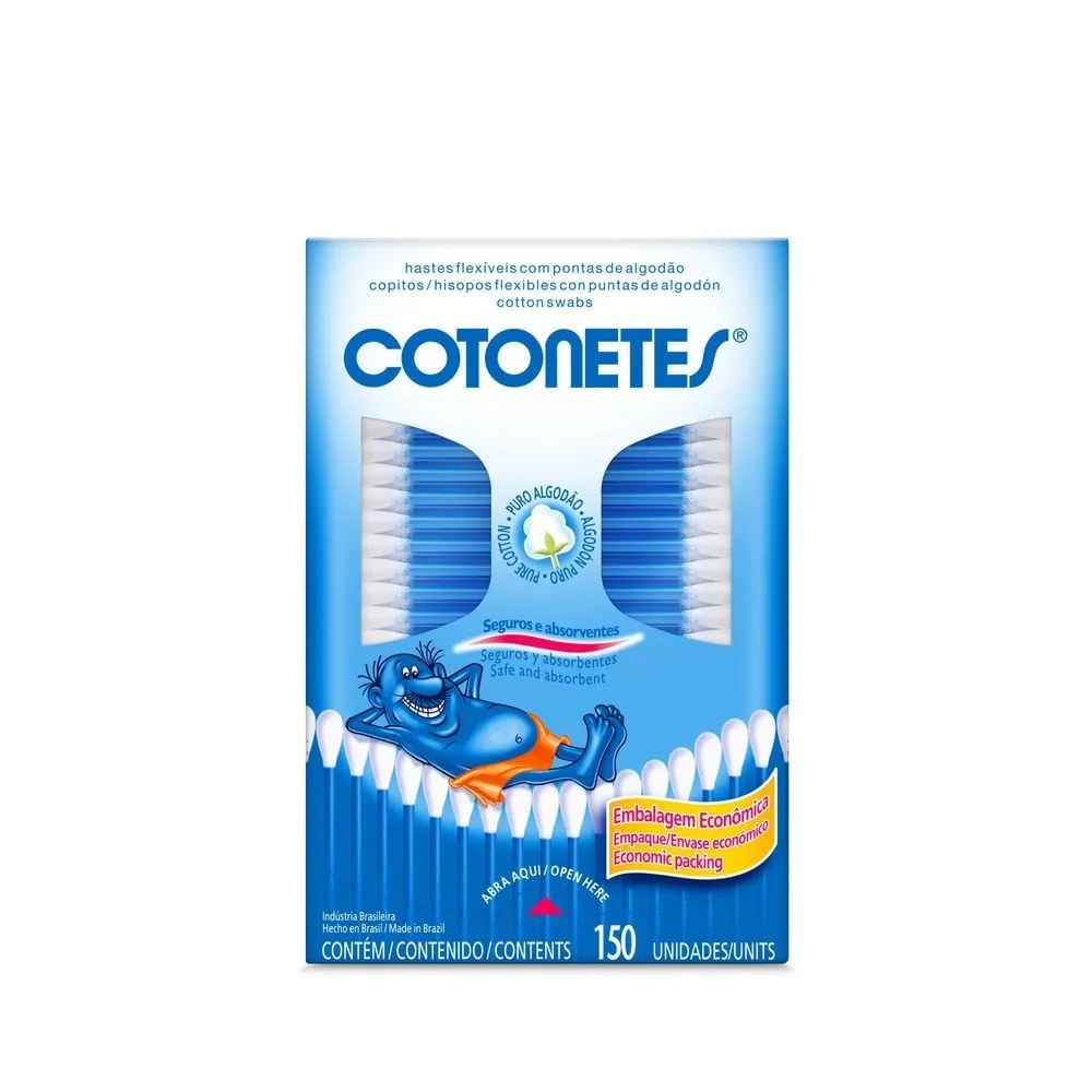 Hastes Flexíveis Cotonetes 150 Unidades — foto do produto em fundo branco