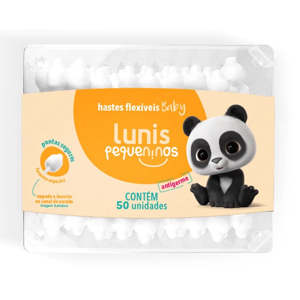 Hastes Flexiveis Lunis Pequeninos Pote Com 50 Unidades — foto do produto em fundo branco