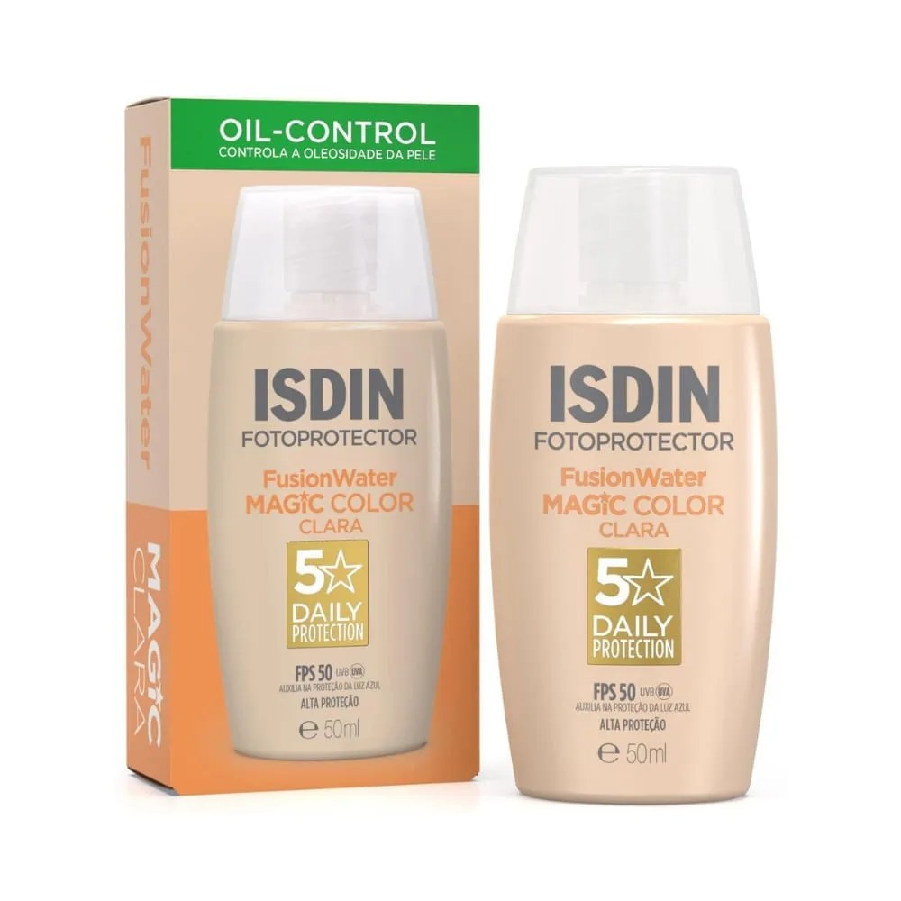 Isdin Fusion Water Protetor Solar 50ml Fps50 Oil Control Clara — foto do produto em fundo branco