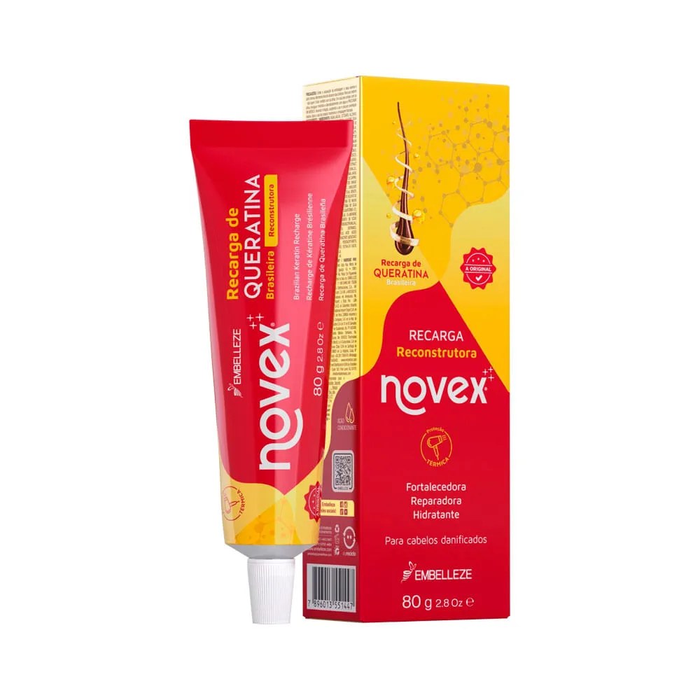 Mascara Para Tratamento Novex Recarga De Queratina 80gr Reconstrutora — foto do produto em fundo branco