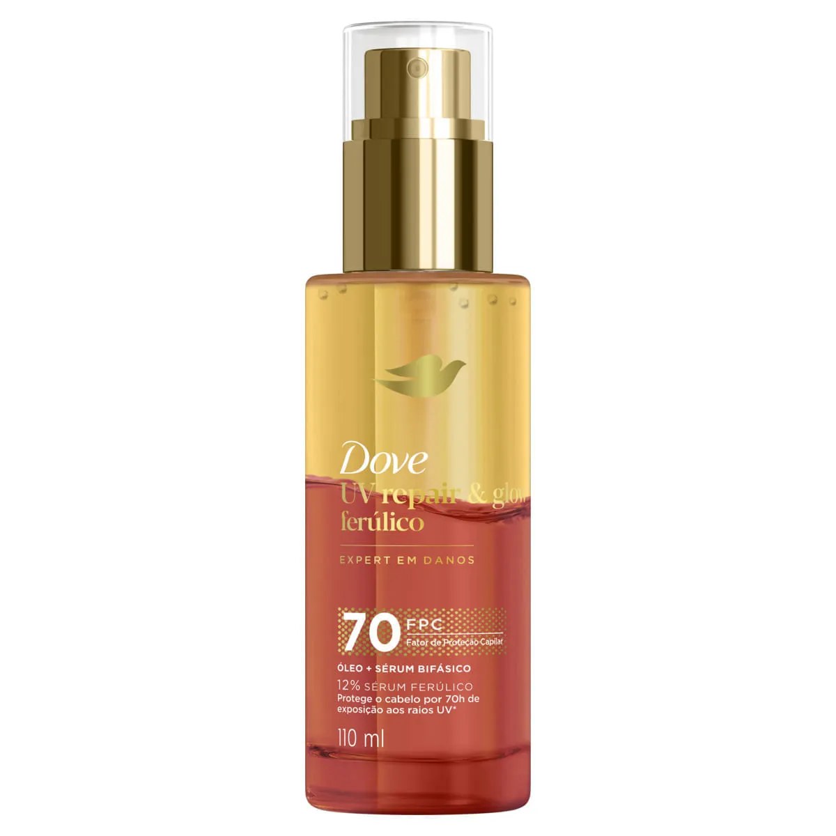 Óleo + Sérum Bifásico Dove Uv Repair Glow + Ferúlico 110ml — foto do produto em fundo branco