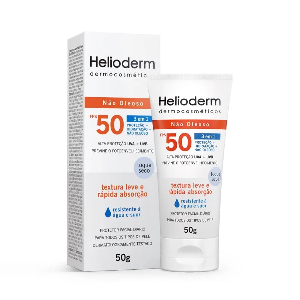 Protetor Solar Helioderm 3 Em 1 Fps50 50g — foto do produto em fundo branco