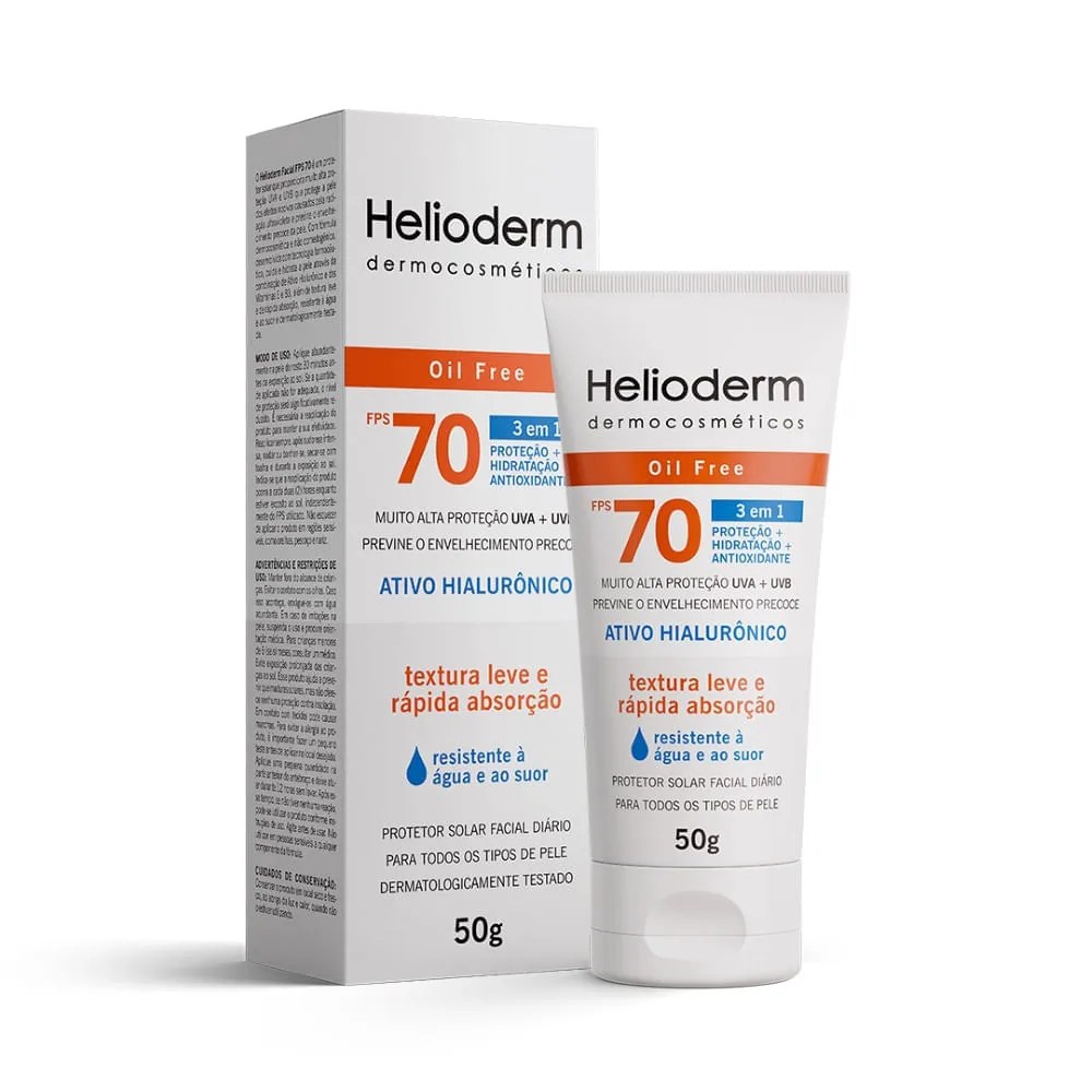 Protetor Solar Helioderm Dermocosmeticos 50gr Fps70 Oil Free — foto do produto em fundo branco