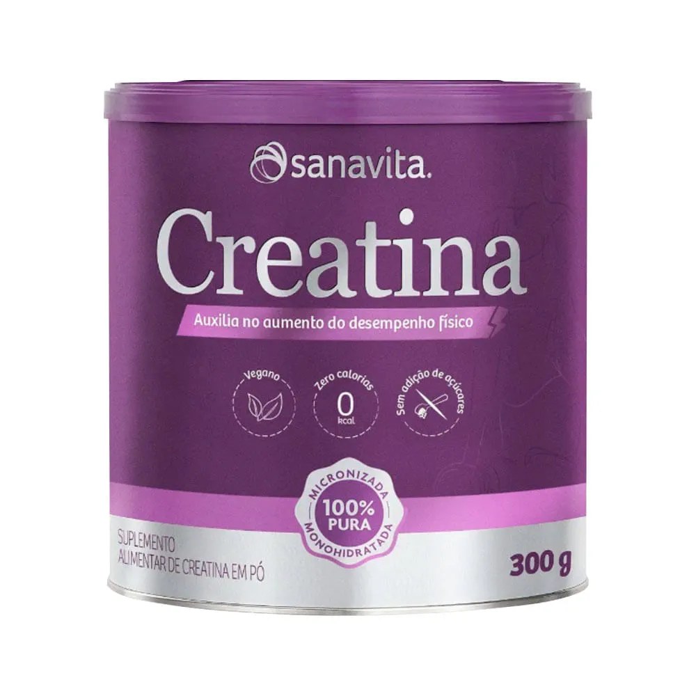 Sanavita Creatina 100% Pura Monohidratada 300g — foto do produto em fundo branco