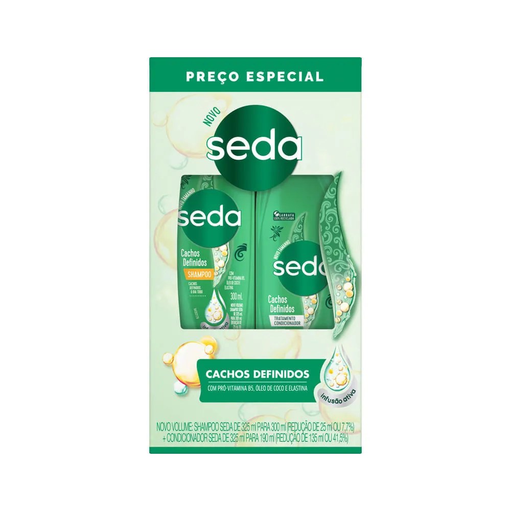 Shampoo 300ml + Condicionador 190ml Seda Cachos Definidos Especial — foto do produto em fundo branco