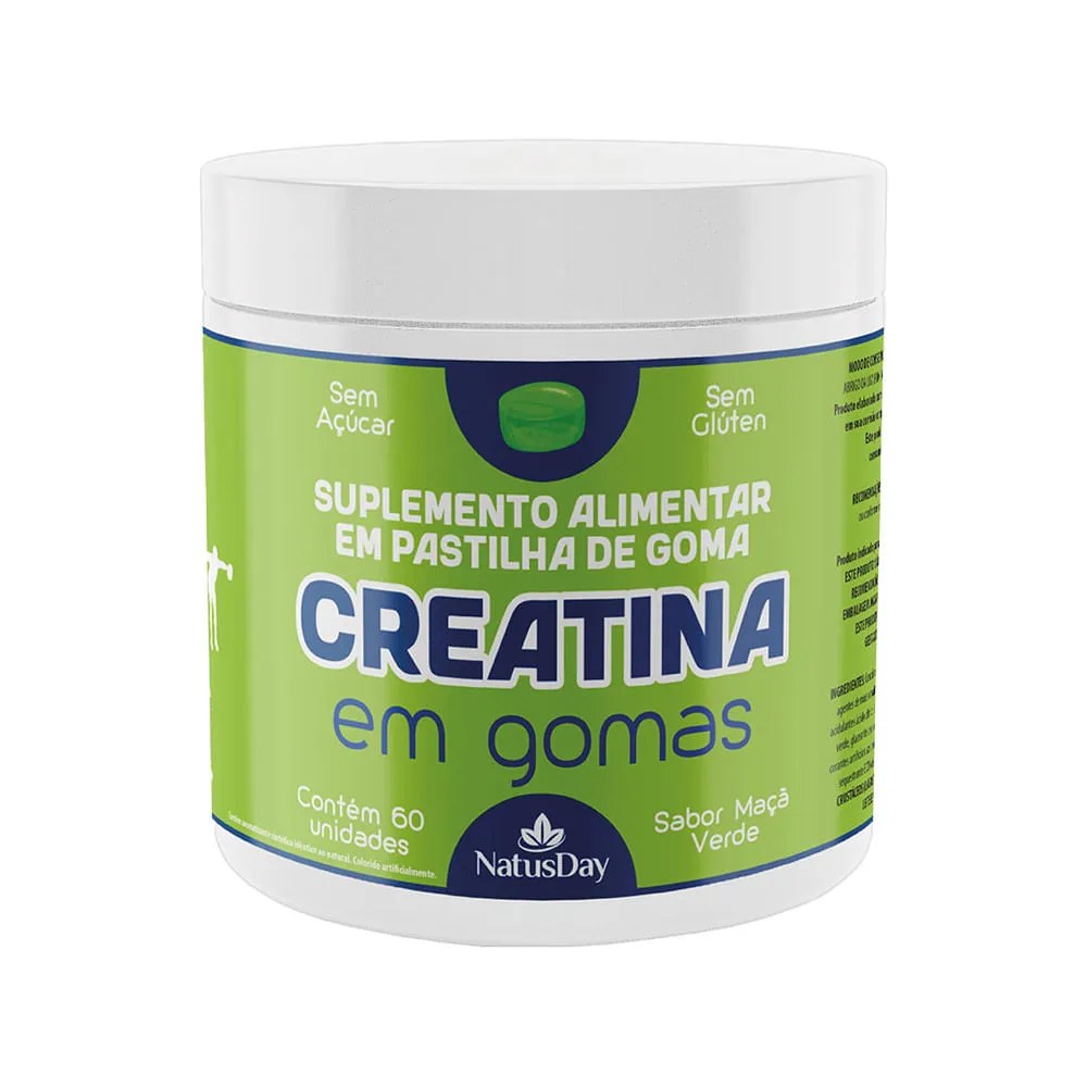 Suplemento Alimentar Creatina Natusday Com 60 Gomas Maca Verde — foto do produto em fundo branco