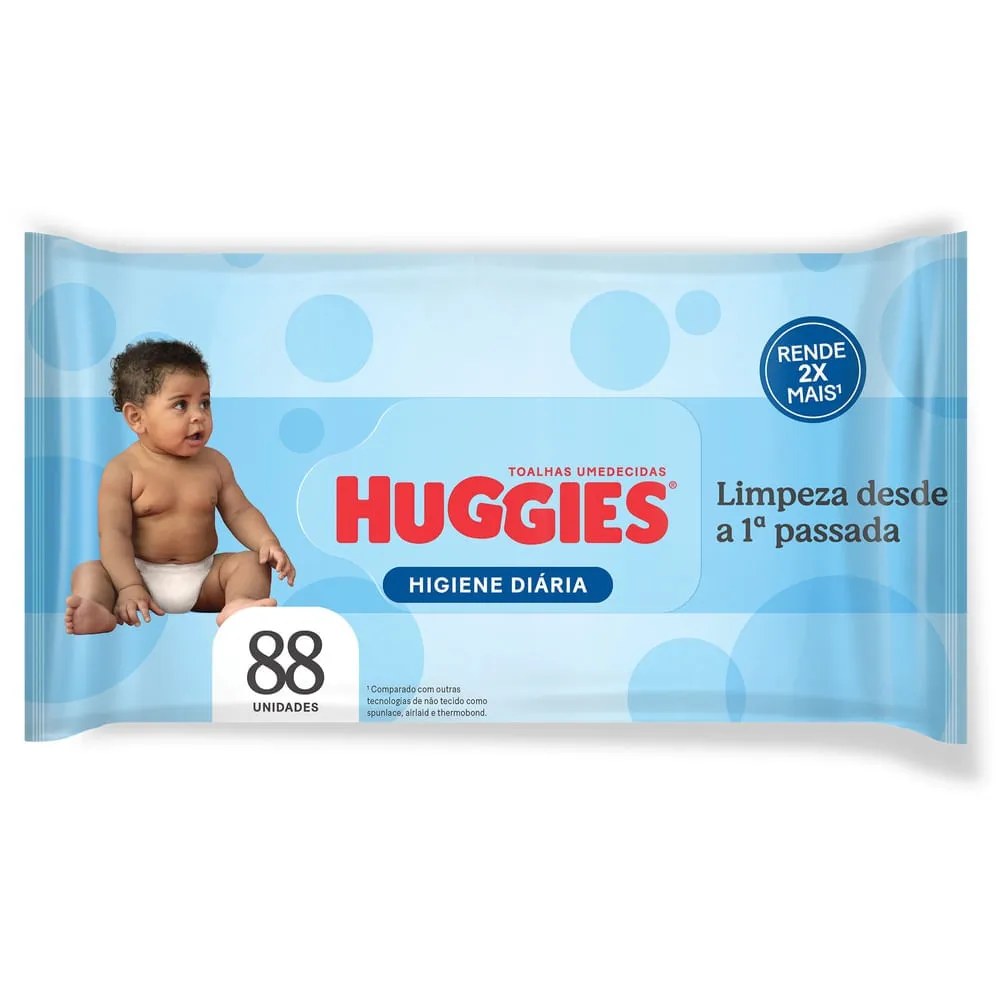 Toalha Umedecida Huggies Higiene Diária 88 Unidades — foto do produto em fundo branco