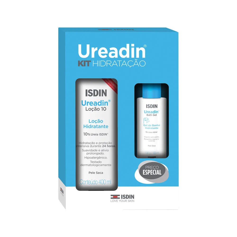 Ureadin Locao 10 Isdin 400ml + Bath Gel 100ml Especial — foto do produto em fundo branco